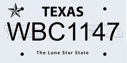 WBC1147 Texas License Plate
