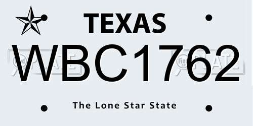 WBC1762 Texas License Plate