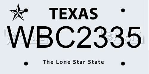 WBC2335 Texas License Plate