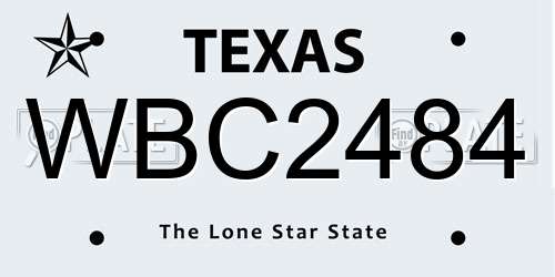 WBC2484 Texas License Plate