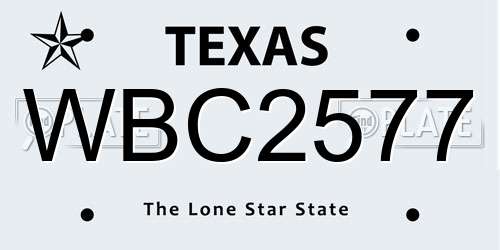 WBC2577 Texas License Plate