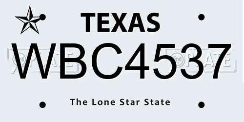 WBC4537 Texas License Plate