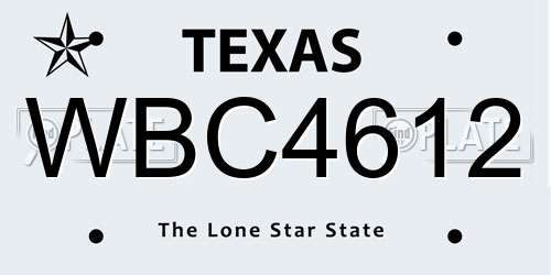 WBC4612 Texas License Plate