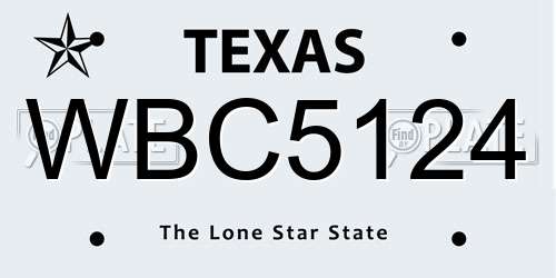 WBC5124 Texas License Plate