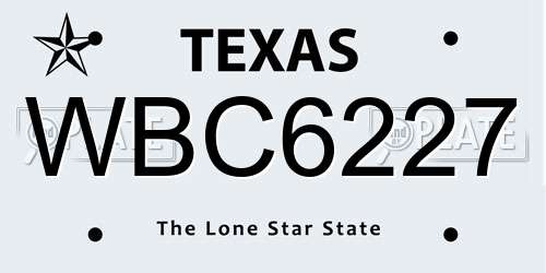 WBC6227 Texas License Plate