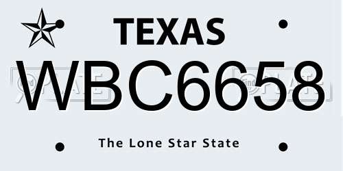 WBC6658 Texas License Plate