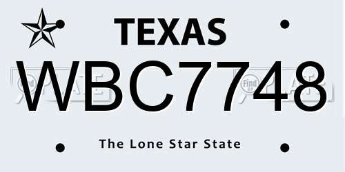 WBC7748 Texas License Plate