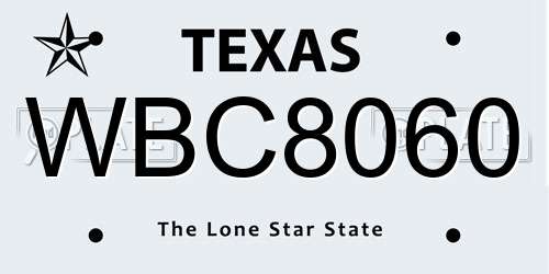 WBC8060 Texas License Plate