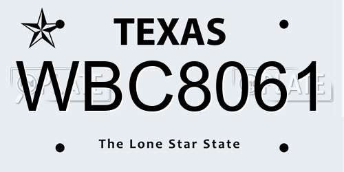 WBC8061 Texas License Plate