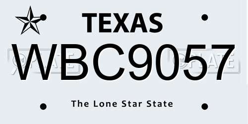 WBC9057 Texas License Plate