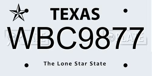 WBC9877 Texas License Plate