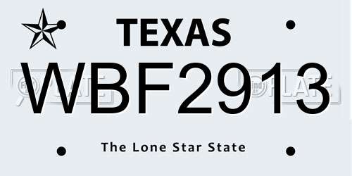 WBF2913 Texas License Plate