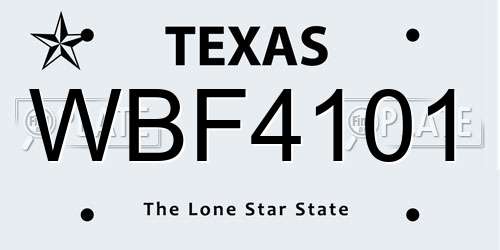 WBF4101 Texas License Plate