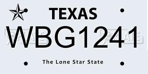 WBG1241 Texas License Plate