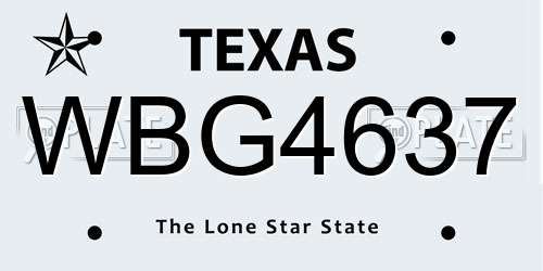 WBG4637 Texas License Plate