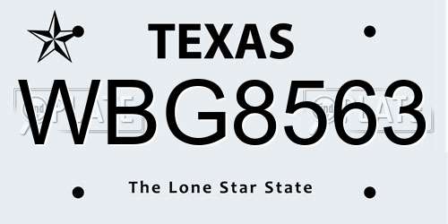 WBG8563 Texas License Plate