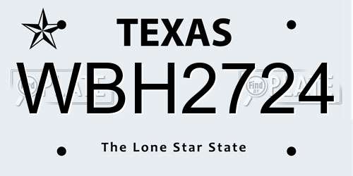 WBH2724 Texas License Plate