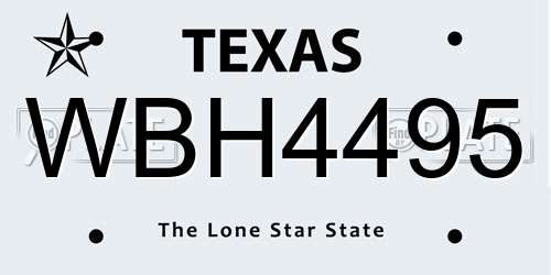 WBH4495 Texas License Plate