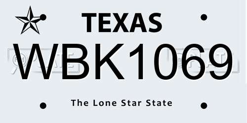WBK1069 Texas License Plate