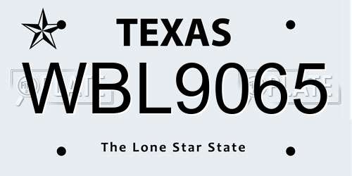WBL9065 Texas License Plate