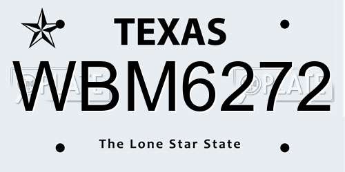 WBM6272 Texas License Plate