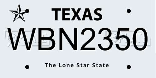 WBN2350 Texas License Plate