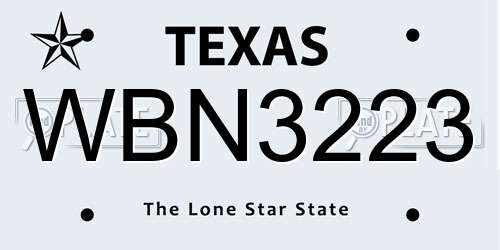 WBN3223 Texas License Plate