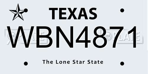 WBN4871 Texas License Plate