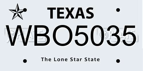 WBO5035 Texas License Plate