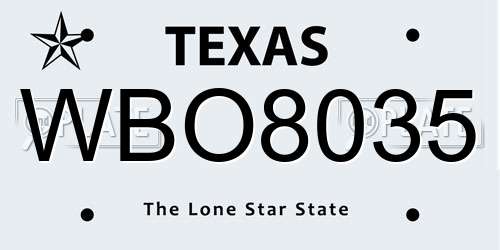 WBO8035 Texas License Plate