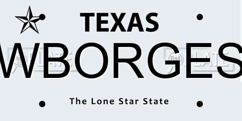 WBORGES Texas License Plate