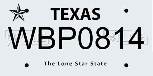 WBP0814 Texas License Plate