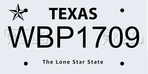 WBP1709 Texas License Plate