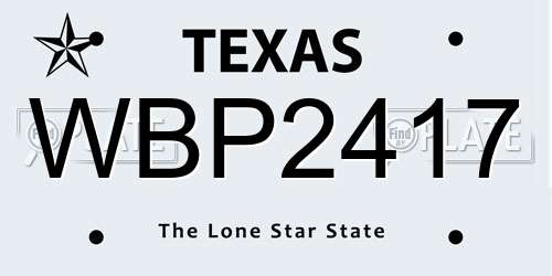 WBP2417 Texas License Plate