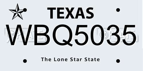 WBQ5035 Texas License Plate