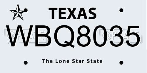 WBQ8035 Texas License Plate