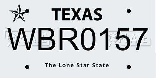 WBR0157 Texas License Plate