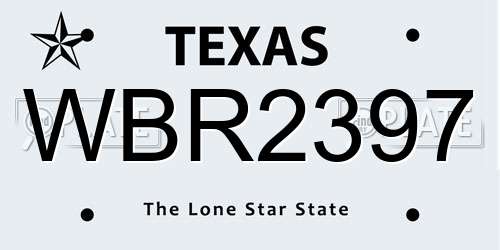 WBR2397 Texas License Plate