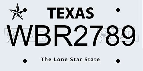 WBR2789 Texas License Plate