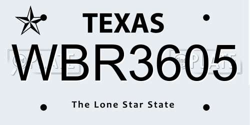 WBR3605 Texas License Plate