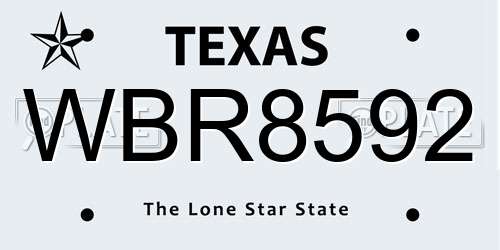 WBR8592 Texas License Plate