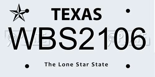WBS2106 Texas License Plate