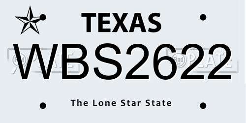 WBS2622 Texas License Plate