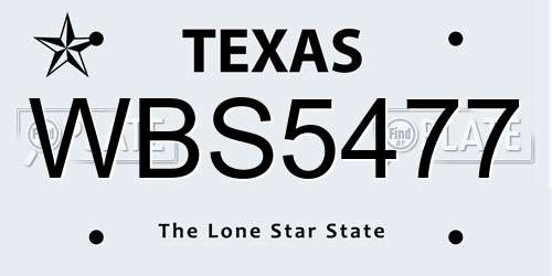 WBS5477 Texas License Plate