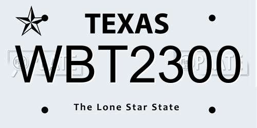 WBT2300 Texas License Plate