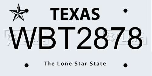 WBT2878 Texas License Plate