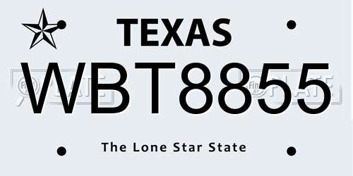 WBT8855 Texas License Plate