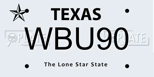 WBU90 Texas License Plate