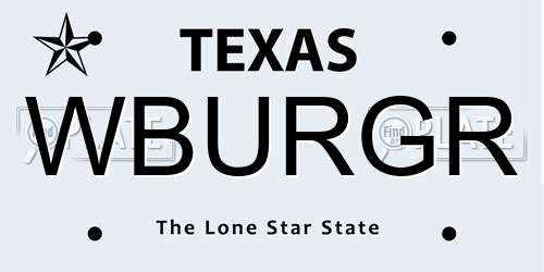 WBURGR Texas License Plate