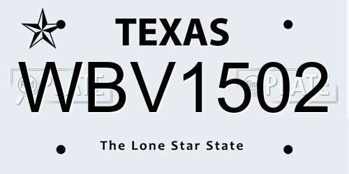 WBV1502 Texas License Plate
